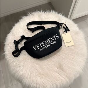 Vetements Black Waist Bag/Fanny Pack with White Logo
